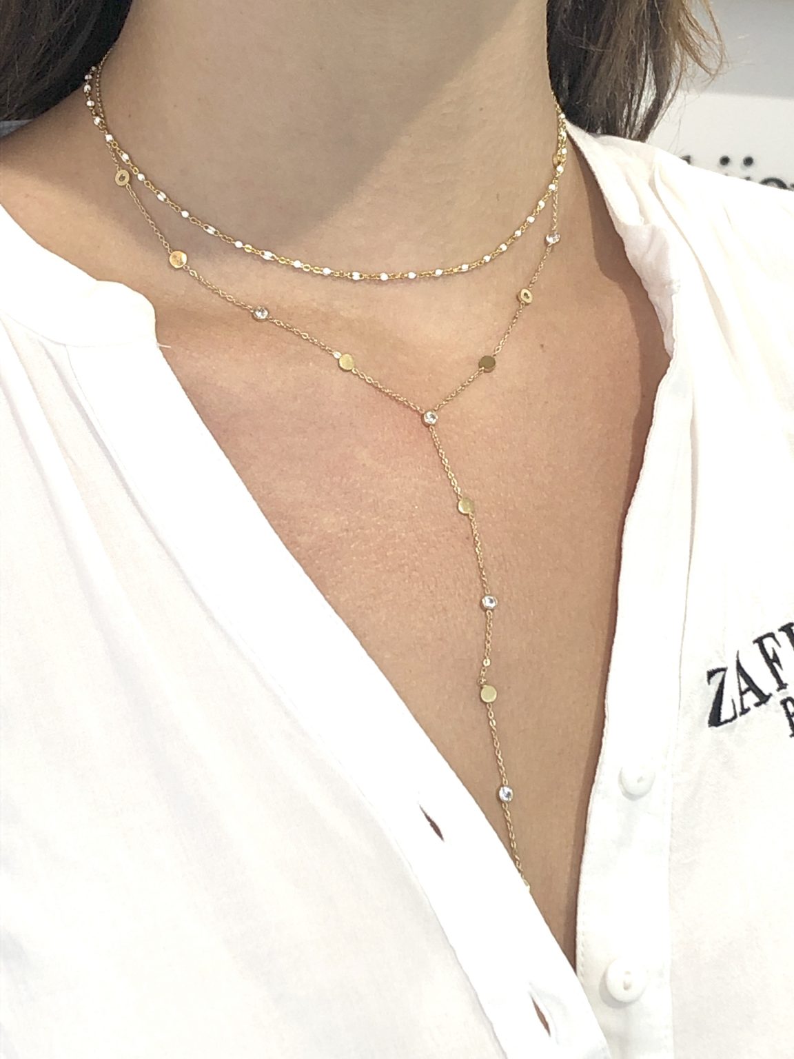 Collier cravate argenté