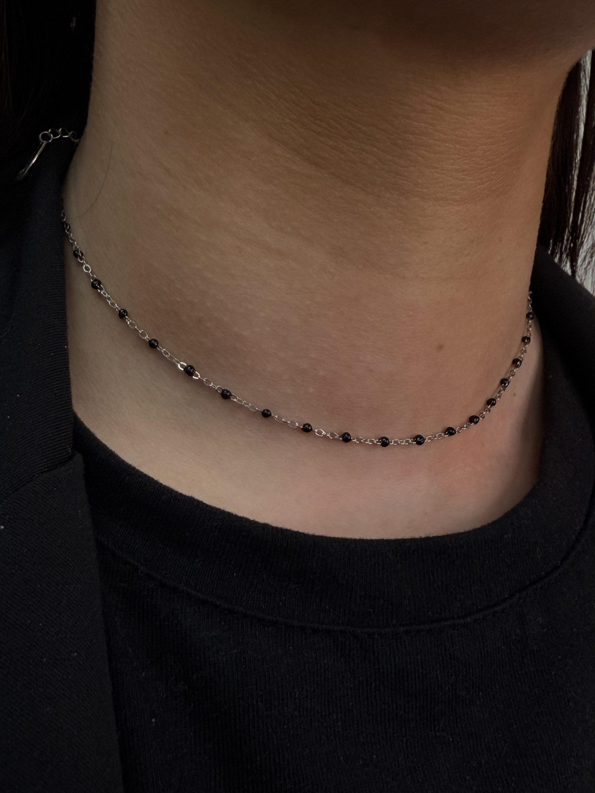 COLLIER RÉSINE ARGENTÉ NOIR
