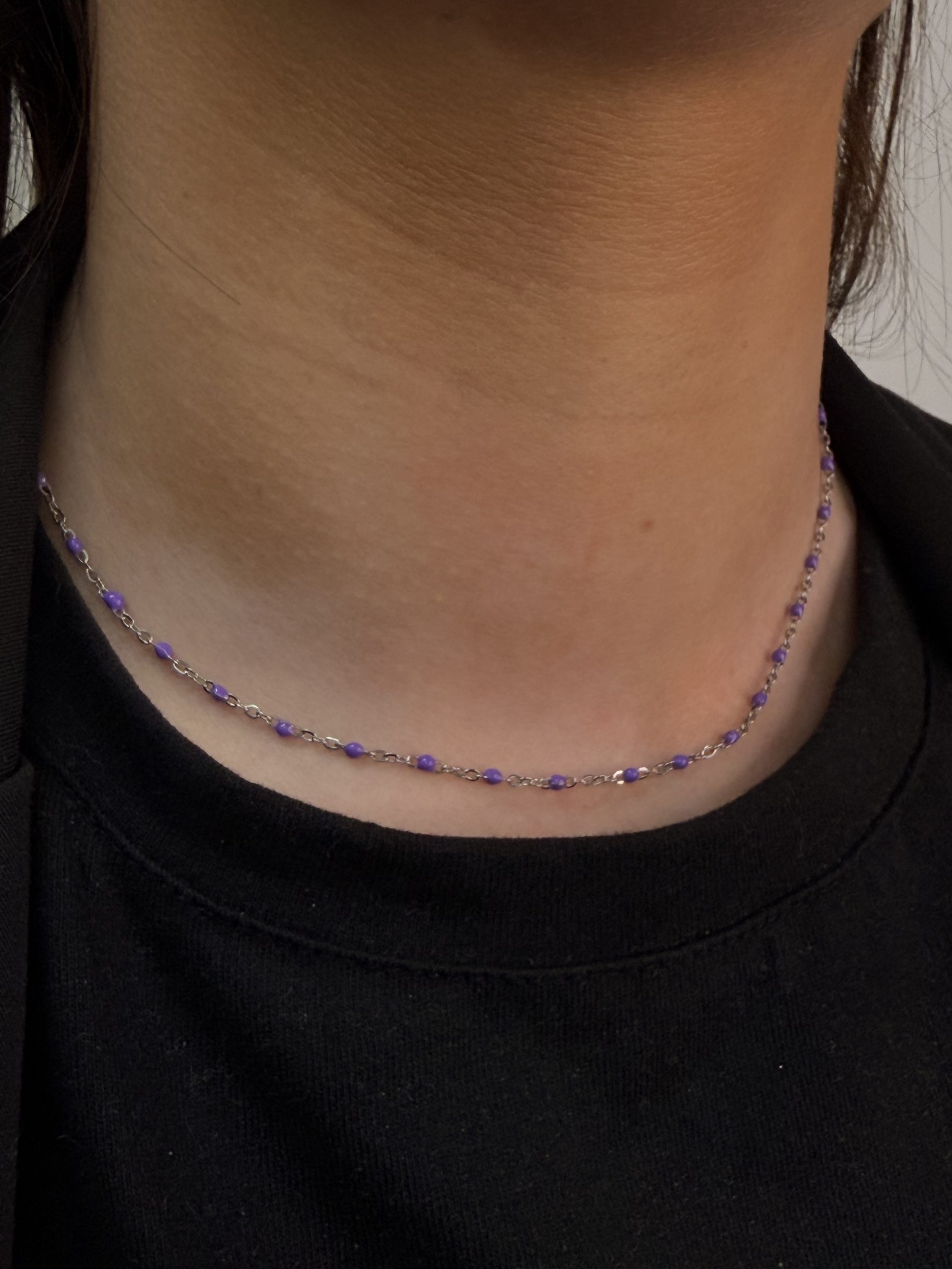 COLLIER RÉSINE ARGENTÉ VIOLET